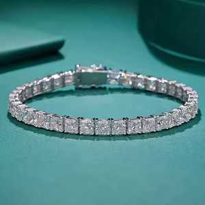 Trendy Princess Cut Moissanite Diamond <b>Tennis</b> <b>Bracelet</b> Stylish Sterling Silver <b>Fashionable</b> Jewelry Perfect Gift - Product Image 3