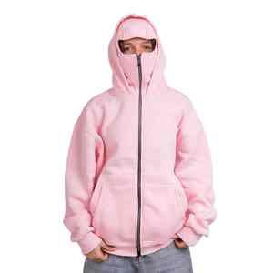 Sweat à capuche avec masque intégré, conçu pour les tenues d'hiver, offrant une douceur et une chaleur confortables, et un design pratique de couverture faciale. - Product Image 3