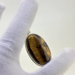 Exquisite Fine Vintage Classic Wedding Pendant Wholesale Price Natural Cabochons Oval Shape Handmade Sterling Silver <b>Tiger</b> <b>Eye</b> - Product Image 1