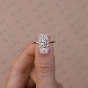0.50 CTW Marquise Cut Cluster Moissanite Bague pour femme/Anniversaire Cadeau Bague Bande pour Amour - Product Image 5