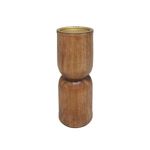 Bougie en bois personnalisée de table support de pilier marron fini pour la maison événement fêtes éclairage décoration à la main en vrac - Product Image 2
