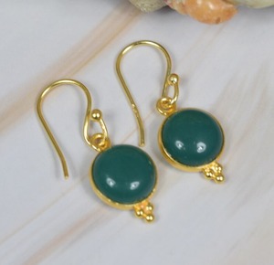 Joyería de moda para mujer, pendientes de piedras preciosas de ónix verde, pendientes de plata de ley sólida 925 para mujeres y niñas, Pendientes colgantes de plata - Product Image 3