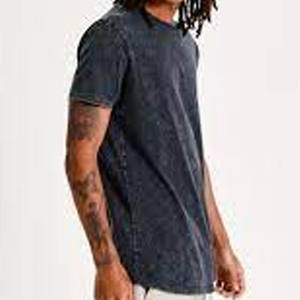 Lavage à l'acide en gros à manches courtes col rond haut court chemise hommes T-shirt blanc 100% coton lavé à l'acide T-shirt - Product Image 4