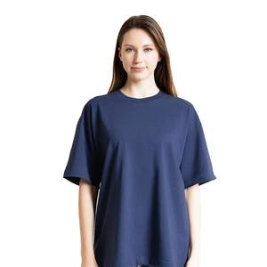 D été sportif T-shirt haut en coton peigné col rond manches courtes couleur unie respirant en mousseline de soie non tissé tissage Method-YJ4462 - Product Image 6