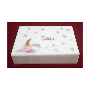 Nouvelle étoile Design blanc marbre rose nacre incrustation boîtes à bijoux forme Rectangle utilisé pour l'emballage et les cadeaux de bijoux - Product Image 1