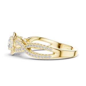 Anillo de Compromiso con Halo Trenzado de Diamantes de Laboratorio de 0.838 CT para Mujer, Claridad VVS-VS EF, Oro de 18K, 14K, 10K y Plata 925 - Product Image 6