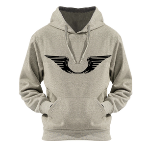 Men's Gray Hooded Sweatshirt With <b>Black</b> <b>Wings</b> Print Regular Fit Casual Cotton Hoodie Front Logo Design Autumn Wear - Product Image 6