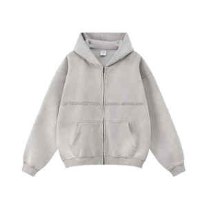 Sudadera con capucha 100% de algodón para hombre, efecto lavado ácido, logotipo personalizado, suéter con cremallera bordada, Terry francés, gran tamaño, peso pesado, Invierno XXS - Product Image 2