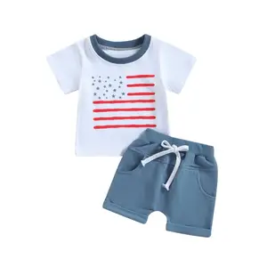 Produk terlaris-pakaian anak musim panas 100% katun lengan pendek pakaian bayi laki-laki/Anak kehidupan sehari-hari