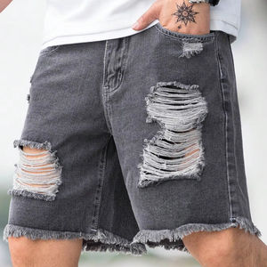 Shorts Vaqueros Casuales para Hombre, Cintura Media, Desgastados, con Dobladillo Deshilachado, Pierna Recta, 100% Algodón, Ecológicos, Suministro OEM, Bordado 3D - Product Image 5