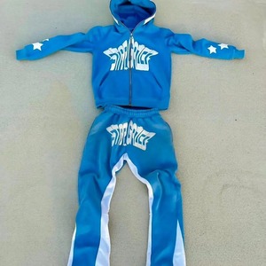 Ensemble sweat à capuche zippé et pantalon de survêtement unisexe Y2K de haute qualité avec impression en relief, logo personnalisé, coupe classique – Essentiels d'hiver - Product Image 3
