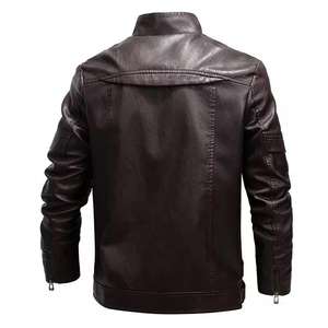 Veste en cuir PU pour hommes manteau à fermeture éclair automne capuche mode vêtements de rue couleur unie veste de moto décontractée - Product Image 2