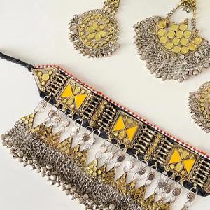 Collar Étnico Afgano, Hecho a Mano, con Diseño Geométrico de Diamantes, Estilo Vintage, para Mujeres, Ideal para Fiestas, Bodas y Festivales - Product Image 2