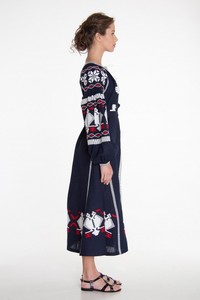 เดรสยาวปักลายยูเครนสำหรับผู้หญิงเดรสยาวแขนพองแฟชั่นหรูหรา - Product Image 3