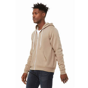 Bella + Canvas Tan Full-Zip Hoodie Chaqueta de lana de esponja suave y ligera con técnicas bordadas y con cuentas - Product Image 2