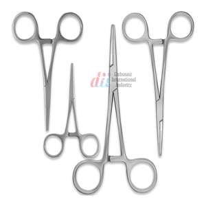Juego de pinzas hemostáticas rectas de 4 Uds. Abrazaderas de bloqueo autoclavables de acero inoxidable con mordazas dentadas para agarre de precisión - Product Image 1
