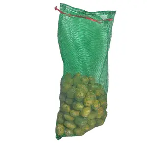 Wholesale Empty Plastic Drawstring Packaging 25kg 50kg Vegetable Onion Potato Cabbage Fruit Custom Logo And Color Net Mesh Bag