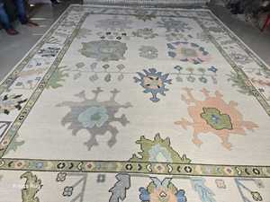 Oushak Traditional 12x15 Wool Rug White Brown Handknitted Colorful Living Room Area Rug <b>for</b> Home Car 8x10 10x14 9x12 Sizes - Product Image 5