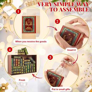 24 mini boîtes de calendrier de l'avent de Noël avec étagère en papier pour les amoureux des livres, décorations de fenêtre de Noël, décorations de table - Product Image 4