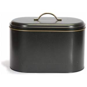 Caja de pan de metal negro de 178x338x200mm con asa 9.8L Almacenamiento de alimentos y contenedor - Product Image 1