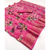 Sari en soie Dola Sai Prem au design tendance, avec chemisier contrastant, jaune festif, broderie détaillée, longueur ras du sol, idéal pour mariage