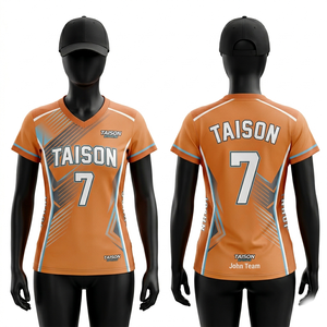 เสื้อวอลเลย์บอลหญิง พรีเมียม 150 GSM ผ้าโพลีเอสเตอร์ตาข่ายระบายอากาศ สีดำเทา ลายเรขาคณิต ออกแบบโลโก้แบบซับลิเมชั่นตามสั่ง - Product Image 4