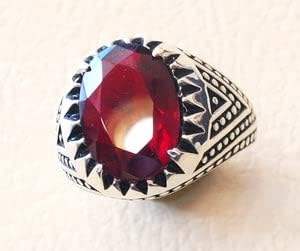 Bague pour homme en gros, nouvelle arrivée, pierre précieuse naturelle grenat rouge, pierre de naissance de janvier, bijoux pour la fête des pères, bague en argent sterling 925 - Product Image 5