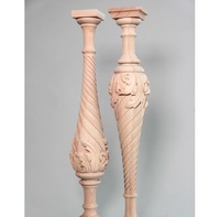 Colonne en bois massif de Style Antique sculpté à la main Floral orné Design traditionnel rustique architectural décoration de la maison poste nouveau
