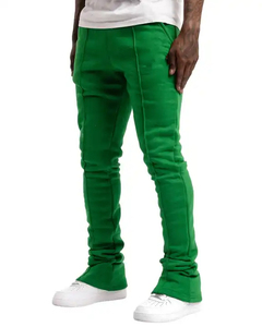 2025 Men's Slim Fit Streetwear High Quality Cotton Flare Sweatpants Joggers Wholesale 100% Cotton Stacked Pant <b>Tight</b> Logo Winter - Product Image 4