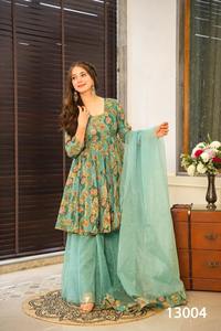Indian Pakistani Beautiful Pretty <b>Organza</b> <b>Silk</b> Sharara Set Heavy Ethnic Wear Sharara Set Party Wedding Party Wear Set For Women - Product Image 2