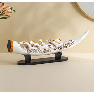 Corsica Mystic India Polyresin Horse Tusk Table <b>Accent</b> for Office <b>Decor</b> & Accessories - Product Image 1