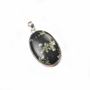 Colgante de Piedra Preciosa con Escritura China en Cabujón Ovalado Hecho a Mano - Joyería de Plata Chapada en Oro - Product Image 2