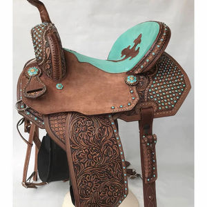 Silla de Montar Western de Cuero Natural Marrón con Diseño Floral Grabado a Mano y Asiento Acolchado, Venta Caliente, Fabricantes OEM - Product Image 1