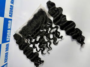 Extensiones de Cabello Humano Remy Azura de Fábrica, Frontales a Granel, Doble Trama, Doble Grosor, Ondulado, Negro, Todos los Colores, Sin Procesar - Product Image 3