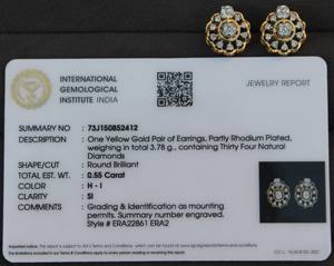 ชุดสร้อยคอเพชรสีทองและสีเหลือง18K ที่ได้รับการรับรองจาก IGI ที่หรูหราพร้อมจี้และต่างหูเครื่องประดับที่เรียบง่ายน้ำหนักเบา - Product Image 3