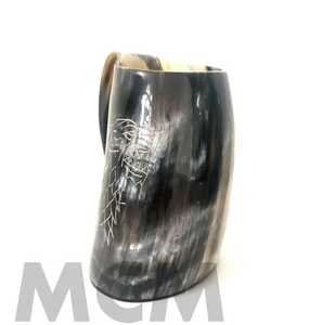 Authentique médiéval Viking verres à liqueur Corne à boire fabriqués à la main Tasses de buffle sculptées pour la bière par l'artisanat du croissant - Product Image 2