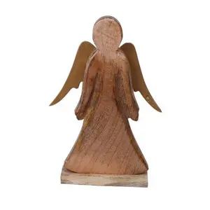 Креативный дизайн деревянный ангел с алюминиевыми крыльями золотой отделкой сделанный на заказ Рождественский стол декоративные подарки продукт по низкой цене
