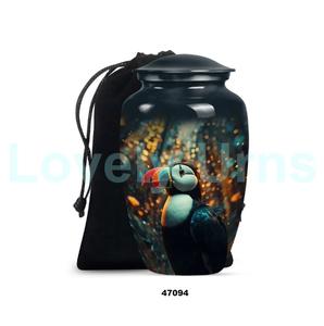 Meilleure vente belle urne de crémation oiseau macareux adulte pour les cendres humaines grande urne funéraire décorative avec sac de velours gratuit - Product Image 6
