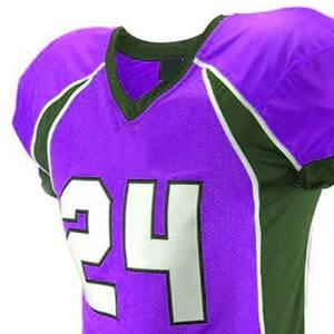 Custom Purple and Green Football Uniform with <b>White</b> Number 24 Padded <b>Pants</b> and Short Sleeve Jersey Team Sportswear - Product Image 3