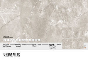 Azulejos Cuadrados de Porcelana Vitrificada con Aspecto de Piedra, 2x2 Pies, Acabado Mate Rústico Gris Ópalo, 600x600 mm, para Pisos Modernos - Product Image 2