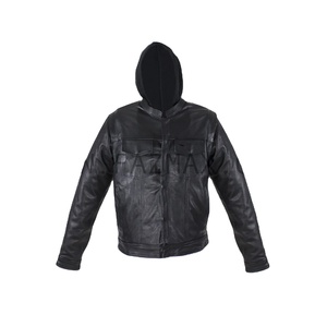 Chemise en cuir avec manches amovibles et sweat à capuche - Product Image 1