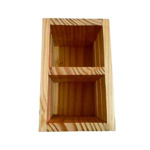 Moderno Porta Cubiertos de Madera Maciza Hecho a Mano con 2 Compartimentos, Acabado Natural, Organizador de Utensilios de Cocina, Tamaño 16x10x12 cm - Product Image 6