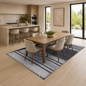 RUGS DEPOT LXDP-0670 Wholesale Charcoal Grey Contemporary Geometric Digital Printed Machine Washable Chenille Area Rug Non <b>Slip</b> - Product Image 4