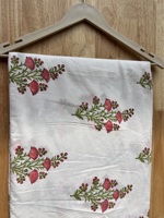 Kain Katun Murni Premium Cetak Tangan dengan Motif Buti Bunga dan Daun Hijau Ramah Lingkungan Cepat Kering untuk Tas dan Kemeja