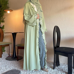 <span class=keywords><strong>Abaya</strong></span> <span class=keywords><strong>verte</strong></span> élégante pour le confort et le style, avec foulard, <span class=keywords><strong>abaya</strong></span> ouverte sur le devant, robe de soirée musulmane - Product Image 1