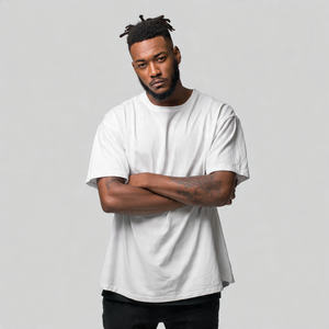 Acid <b>Wash</b> Stone Washed 100% Cotton Woven <b>Men's</b> Summer Short Sleeve Crew Neck T-Shirt Breathable - Product Image 6