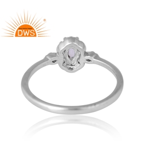 Anillo de piedras preciosas de topacio blanco y Luna arcoíris Natural Chapado en paladio de plata esterlina de nueva tendencia, fabricante de joyería personalizada - Product Image 2