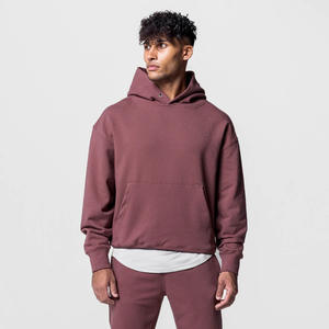 Black French Terry Pullover Sudadera con capucha Sudaderas Joggers Chándal Conjunto de 2 piezas 320gsm Sudaderas con capucha de algodón para hombres Plain Dyed Winter - Product Image 1
