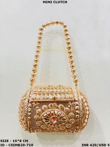 Bolso de Mano de Lujo Hecho a Mano para Mujer, con Cristales y Metal, para Eventos Prestigiosos, Fiestas de Moda y Bodas - Product Image 5