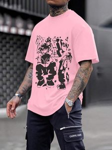 Camisetas gráficas para hombre, camisetas de manga corta con grafiti creativo de gran tamaño, ropa de calle informal de rapero de verano, camisetas Y2k - Product Image 2